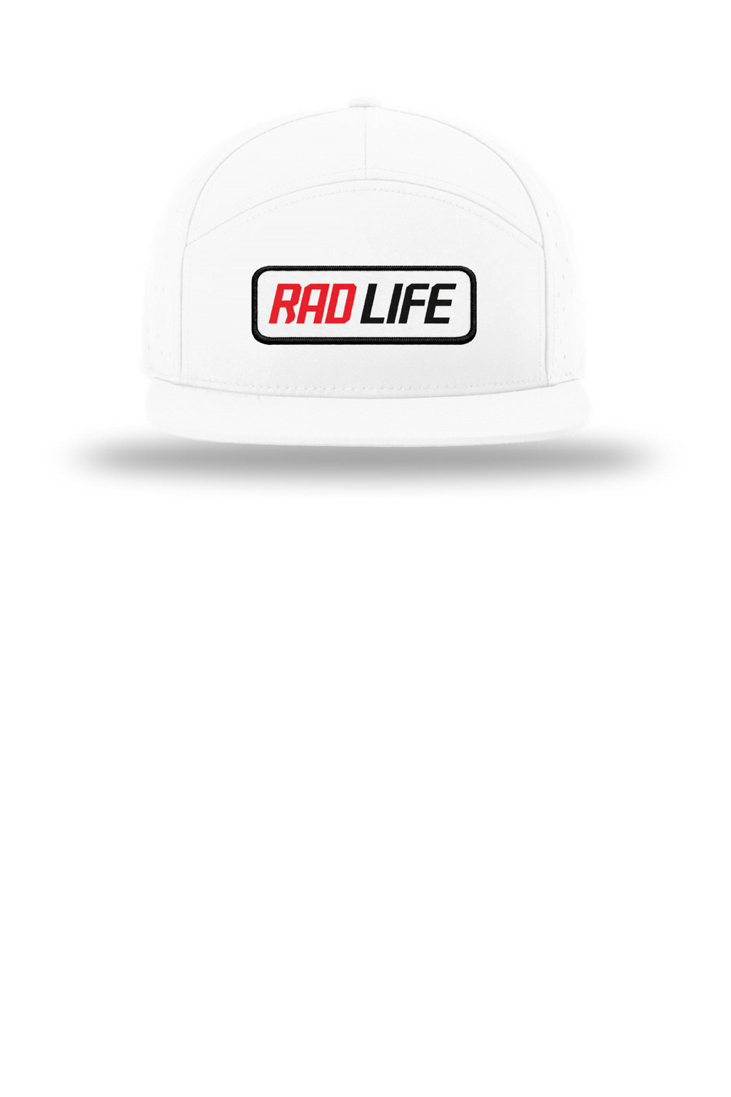 RAD LIFE 7-Panel Flatbill Snapback — White