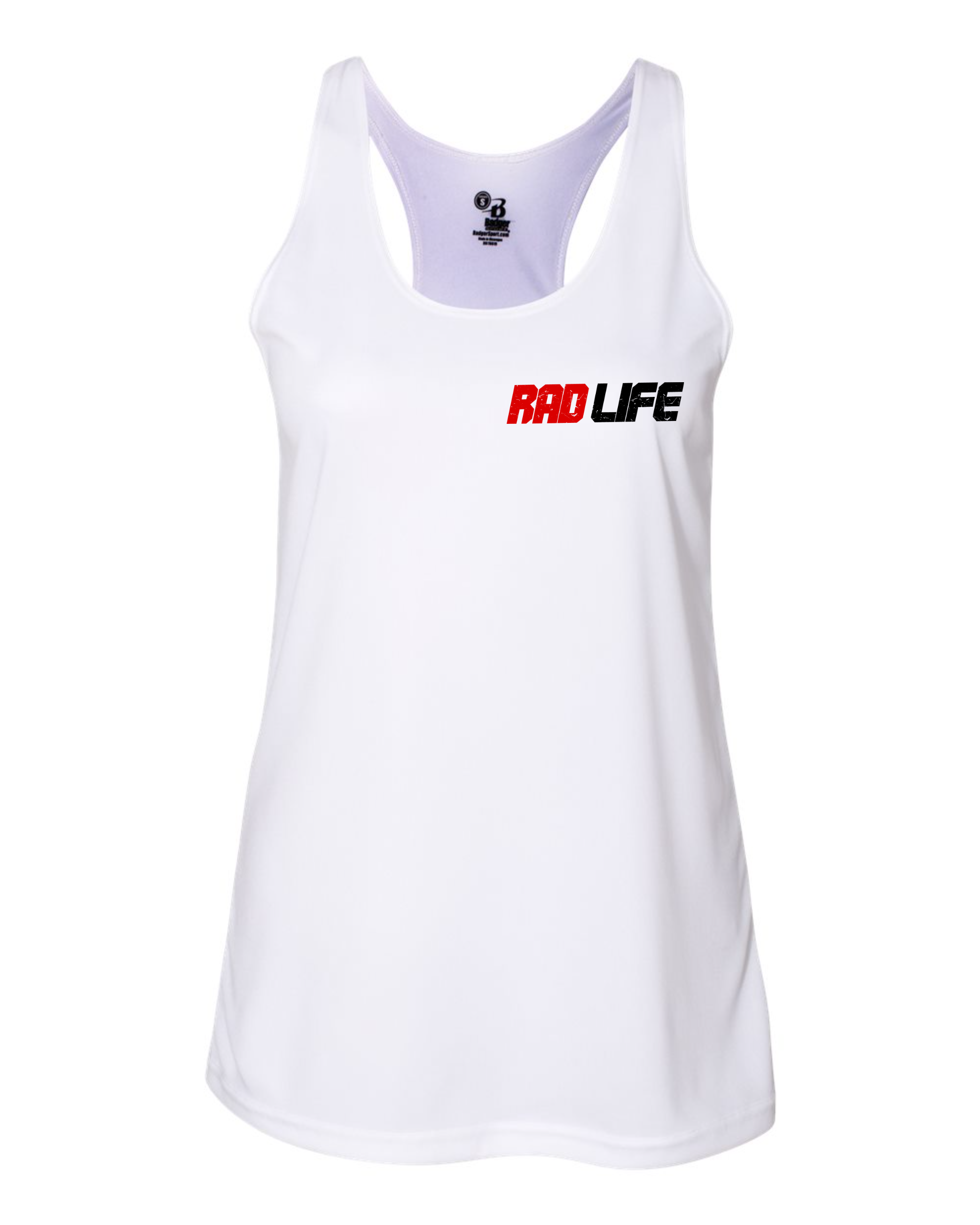Women's Racerback Tank — RadLife Loop — White